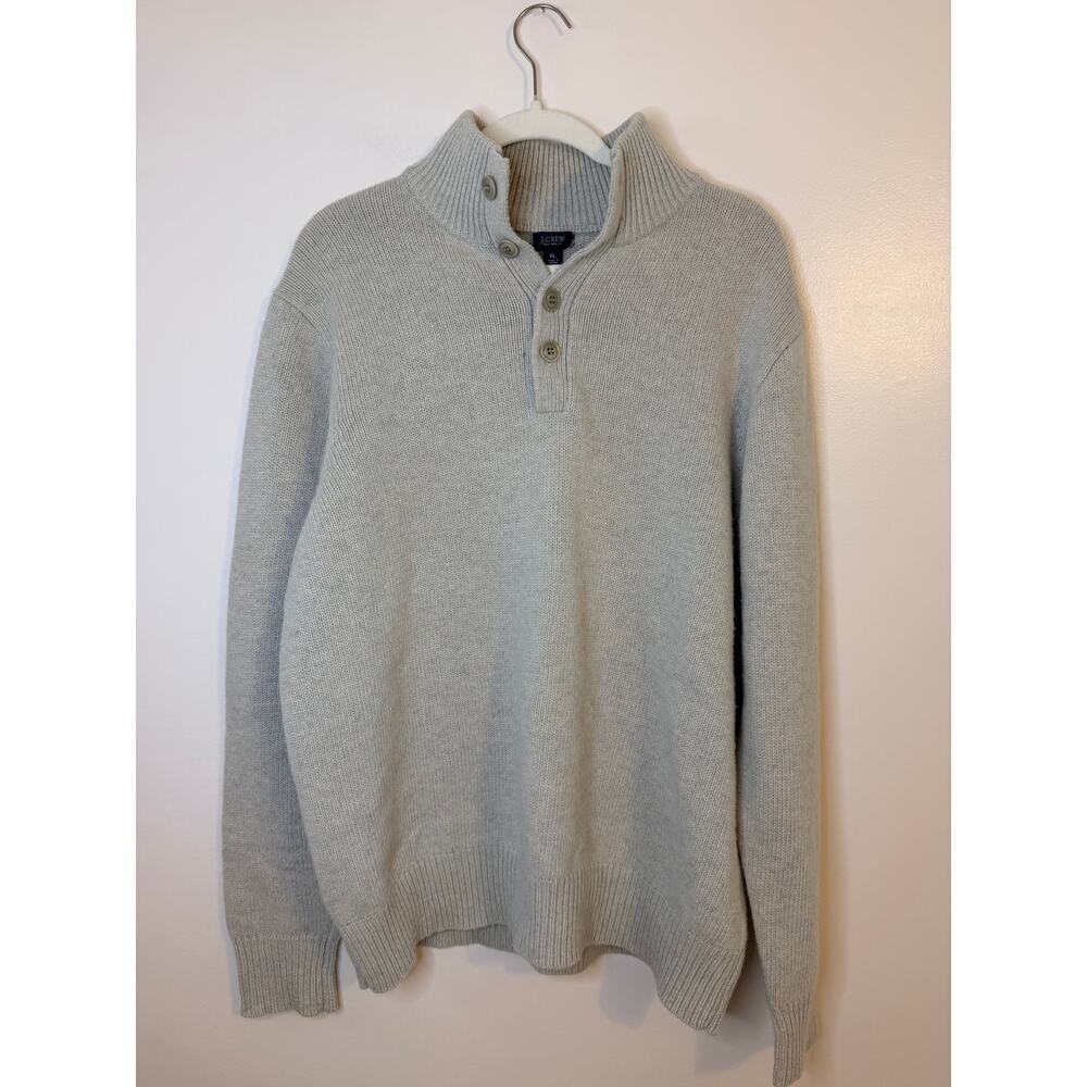 J. Crew Mens Button V-Neck Button Wool Blend Knit Pullover Light Academia XL
